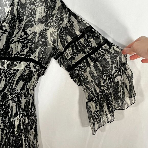 IRO Clash White Black Ruffle Sleeve Chiffon Mini Dress Size 34 US XS 2 - Picture 4 of 11